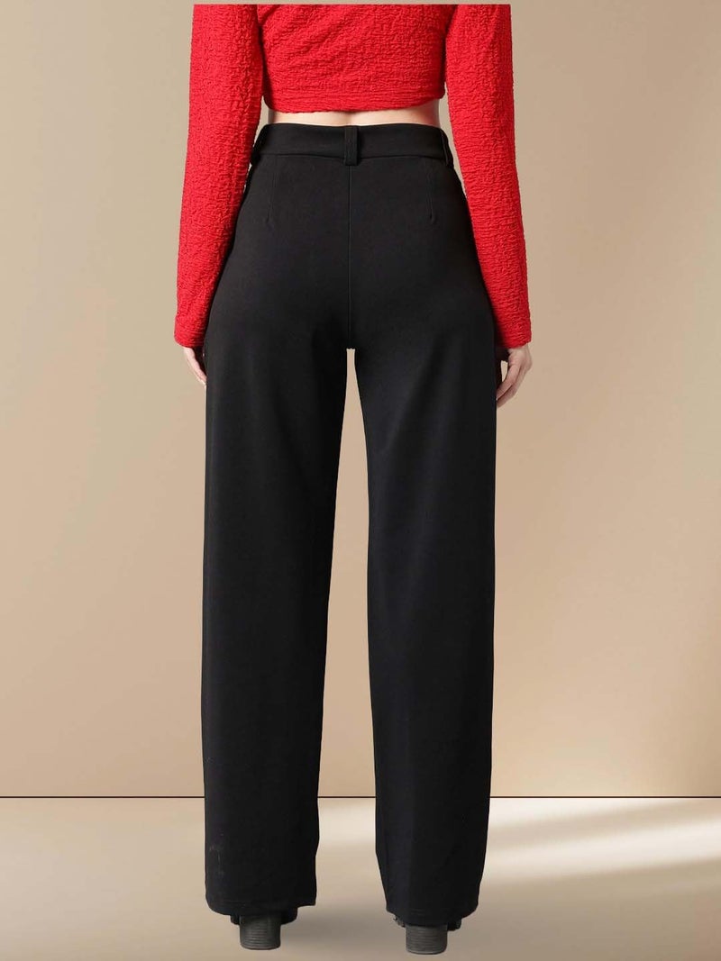 KOTTY Womens Polyester Blend Straight Fit Trousers Jade Black - Image 5