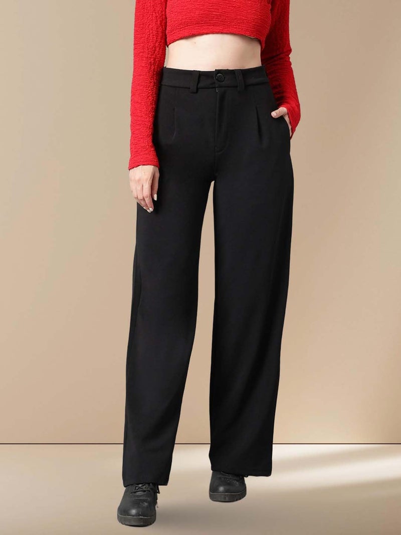 KOTTY Womens Polyester Blend Straight Fit Trousers Jade Black - Image 4