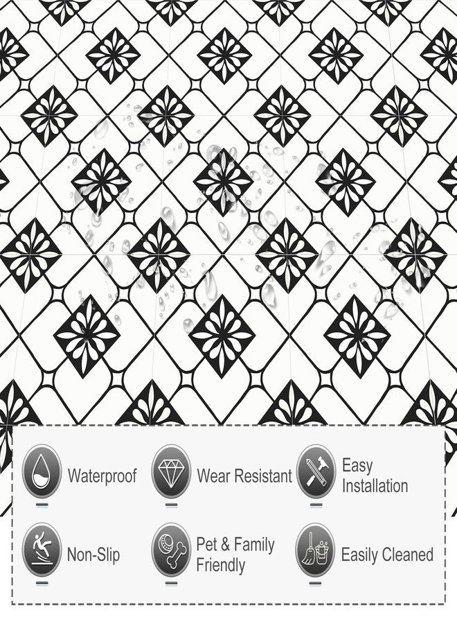 MORCART Peel and Stick Floor Tile, 20-Pack 7.87" x 7.87" Matte Vinyl Floor, Self Adhesive Waterproof Flooring DIY for Renter, Removable Tile Sticker for Bathroom, Kitchen, Bedroom, Wall (Black) - Image 3