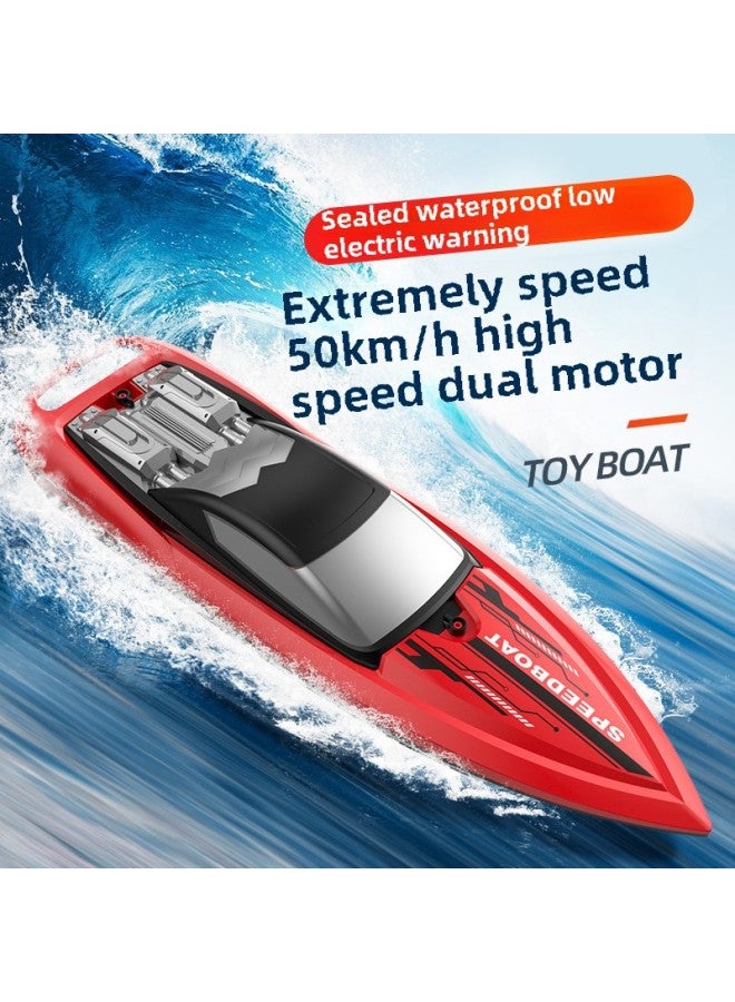 2.4G مجاذيف مزدوجة عالية السرعة للتحكم عن بعد قارب مقاوم للماء محرك مزدوج ضوء المنافسة لعبة الأطفال التجديف نموذج حفل الصبي - اللون: قارب كبير للتحكم عن بعد 3702-2 أحمر - المواصفات: إصدار فاخر ثلاثي الطاقة - Image 1