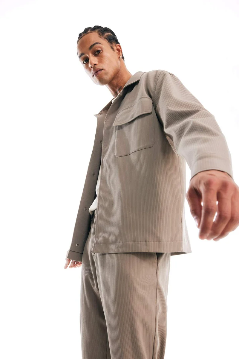ديفاكتو Relax Fit Polo Neck Shirt Jacket