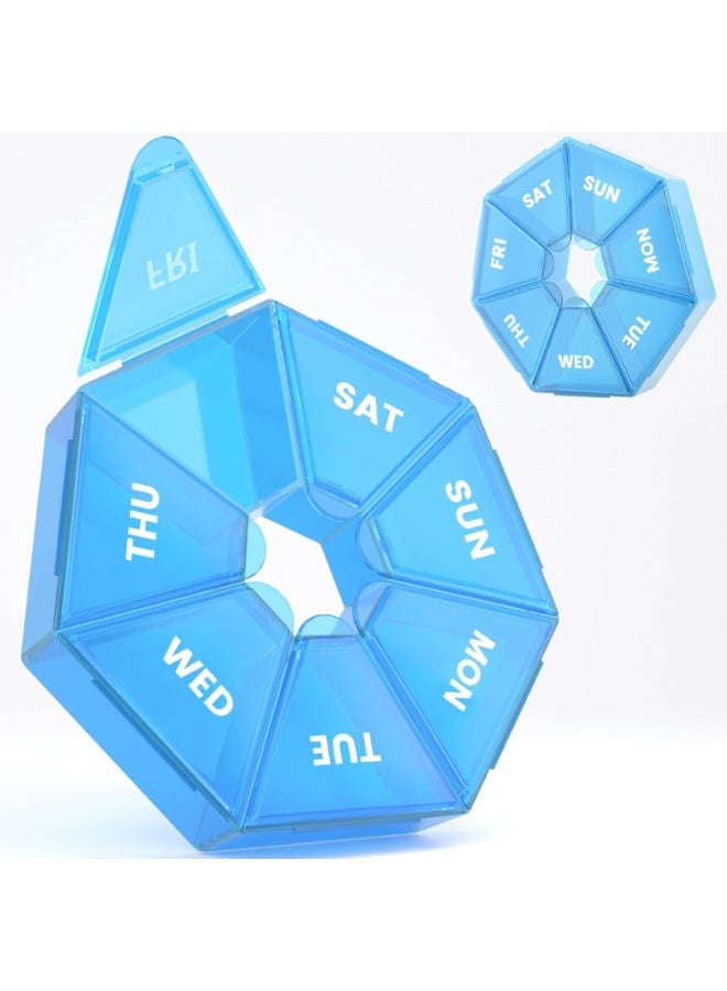 Weekly Pill Organizer 7 Day – 2PCS Large Pill Box with Easy-Open Lids – Portable Medicine, Vitamin & Supplement Holder for Tablets and Fish Oil Capsules – High Capacity Design Holds Up to 10 Pills per Compartment - Image 1