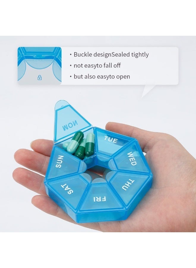 Weekly Pill Organizer 7 Day – 2PCS Large Pill Box with Easy-Open Lids – Portable Medicine, Vitamin & Supplement Holder for Tablets and Fish Oil Capsules – High Capacity Design Holds Up to 10 Pills per Compartment - Image 4