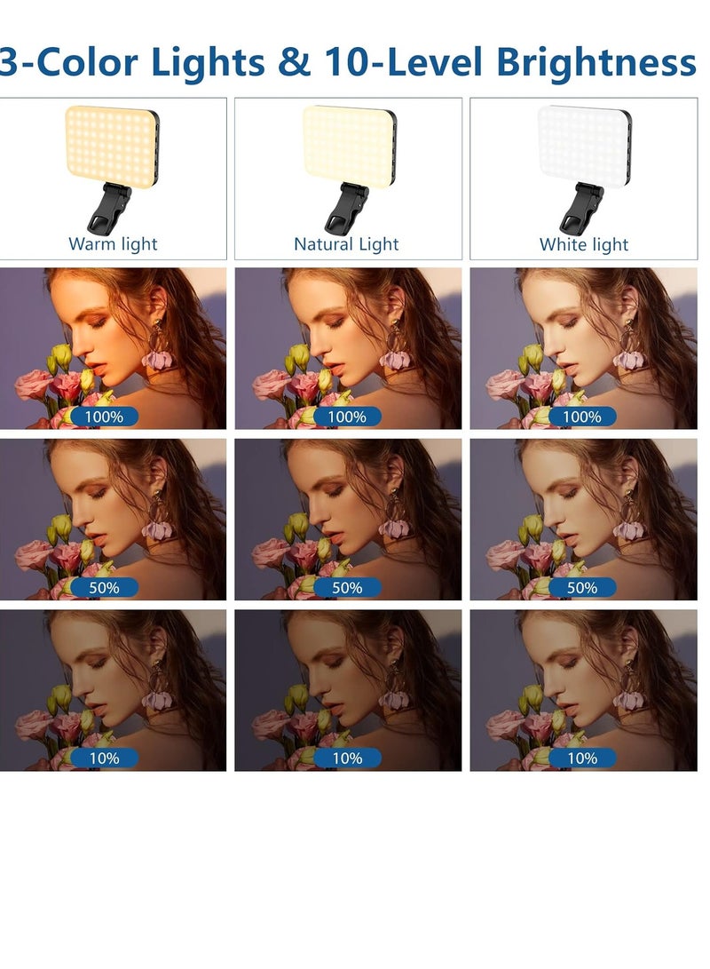 كيلا 60 مصباح LED محمول لإضاءة مؤتمرات الفيديو مع مشبك ومحول حامل ثلاثي للكاميرا قابل لإعادة الشحن 2200 مللي أمبير في الساعة CRI 97+، 3 أوضاع إضاءة للهاتف iPhone وكاميرا الويب والكمبيوتر المحمول والمكياج - Image 2