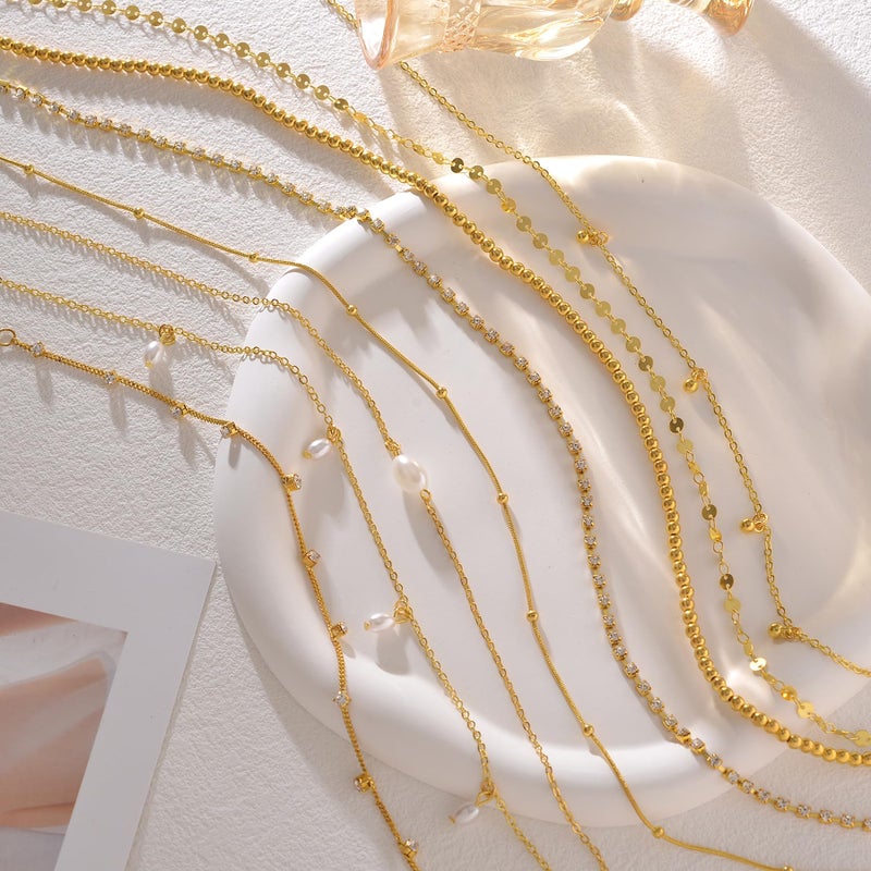 Tornito 8Pcs Waist Belly Chain 18K Gold Plated CZ Pearl Bead Belly Chain Summer Beach Sexy Body Chains Jewelry Accessories for Women Adjustable - Image 2