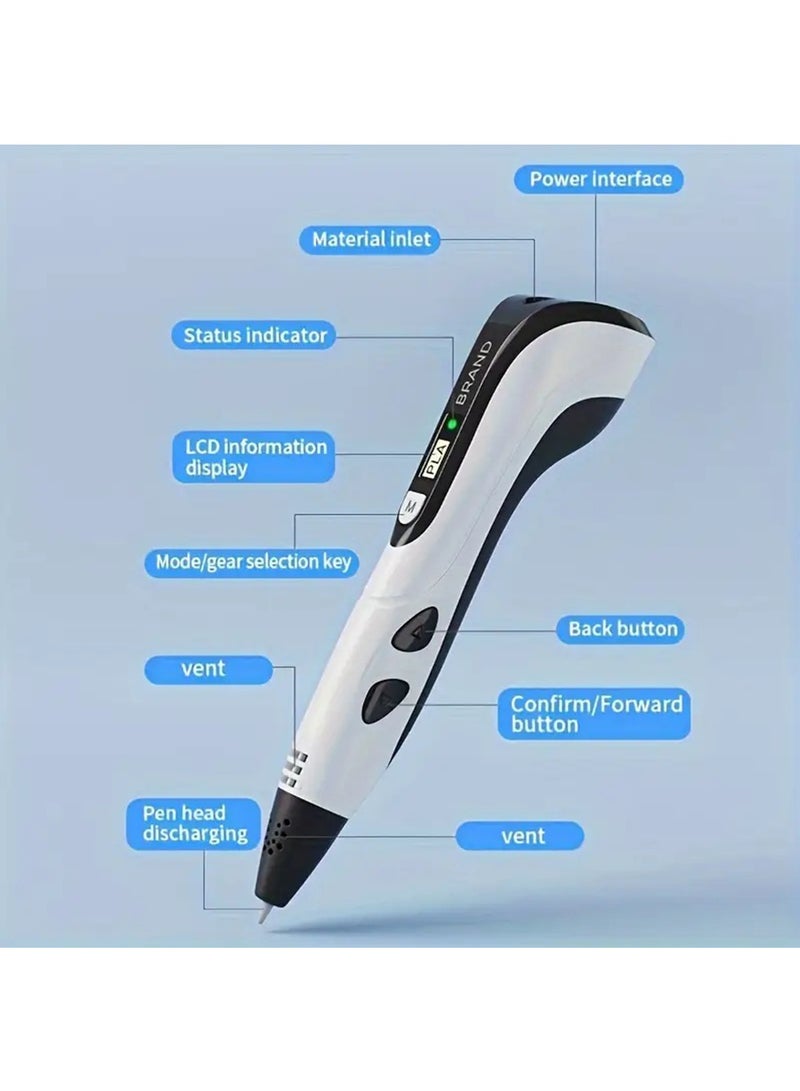 Hihonor 3D Printing Pen Set for Kids, Creative Drawing Doodling Pencil with PLA & ABS Support, USB Powered, with Electronic Components, for 6-8 Years, Educational Birthday Gift for Children, White  - Image 2