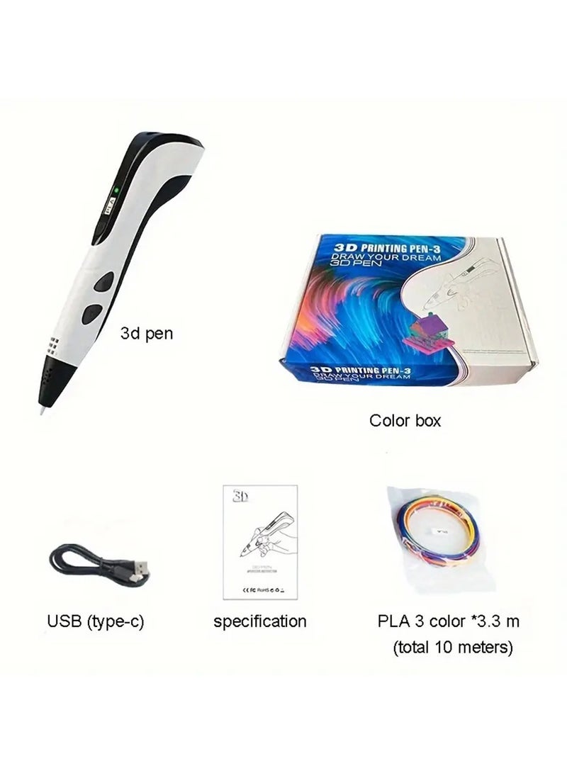 Hihonor 3D Printing Pen Set for Kids, Creative Drawing Doodling Pencil with PLA & ABS Support, USB Powered, with Electronic Components, for 6-8 Years, Educational Birthday Gift for Children, White  - Image 1