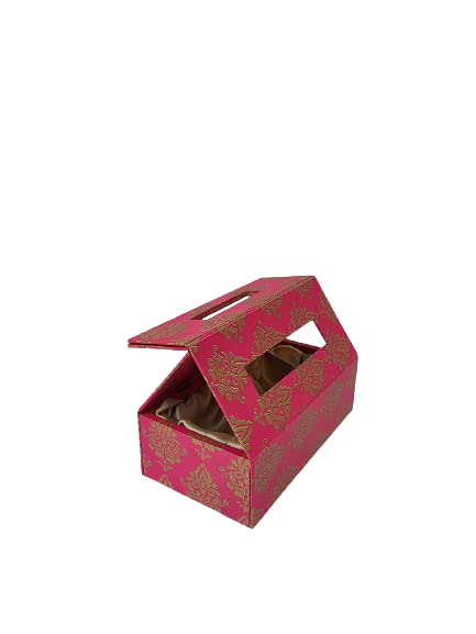 ACL Creations MDF Basket Gift Basket MDF Tray MDF Hamper Basket for Diwali Hampers Corporate Gifting Wedding Packaging Birthday Hampers Gift Hamper 2 jar Flap Pink Box - Image 1