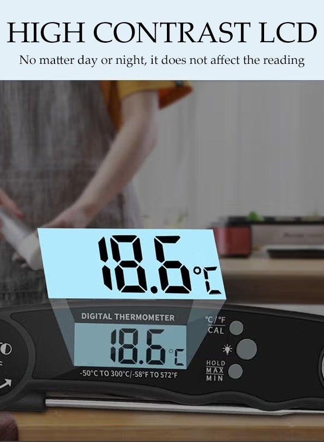 DUNISO Instant Read Meat Thermometer ,Super Accurate Detection with Magnet and Corkscrew,Wide Range,Portable Food Thermometer for Cooking, BBQ, Baking, Deep Frying(Black) - Image 5