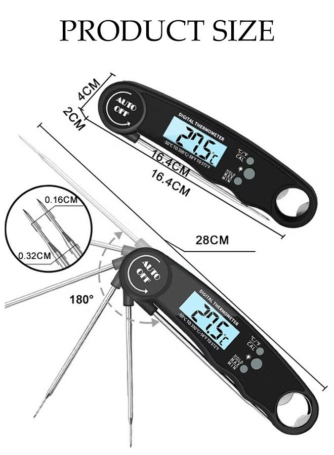 DUNISO Instant Read Meat Thermometer ,Super Accurate Detection with Magnet and Corkscrew,Wide Range,Portable Food Thermometer for Cooking, BBQ, Baking, Deep Frying(Black) - Image 2