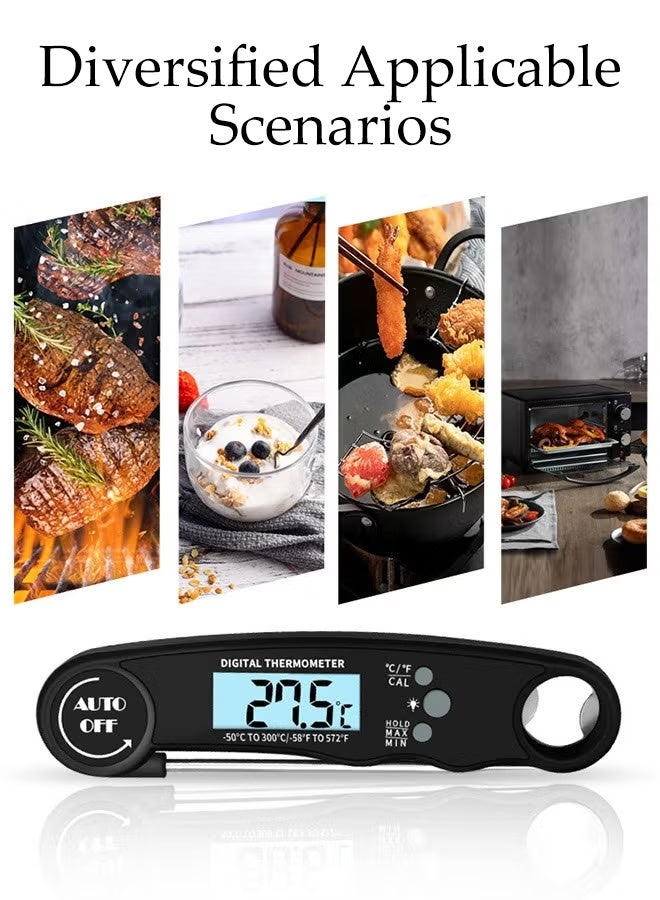 DUNISO Instant Read Meat Thermometer ,Super Accurate Detection with Magnet and Corkscrew,Wide Range,Portable Food Thermometer for Cooking, BBQ, Baking, Deep Frying(Black) - Image 4