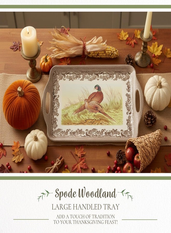 Pimpernel Spode Woodland Collection Large Handled Tray | Serving Tray for Lunch, Coffee, or Breakfast | Made of Melamine for Indoor and Outdoor use | Measures 18.9" x 11.6" | Dishwasher Safe - Image 2