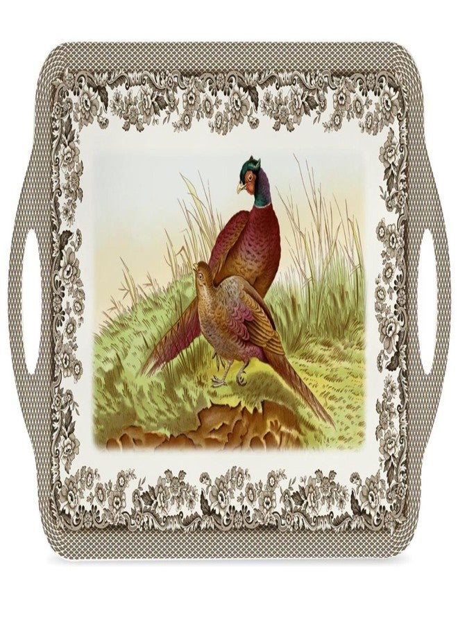 Pimpernel Spode Woodland Collection Large Handled Tray | Serving Tray for Lunch, Coffee, or Breakfast | Made of Melamine for Indoor and Outdoor use | Measures 18.9" x 11.6" | Dishwasher Safe - Image 1