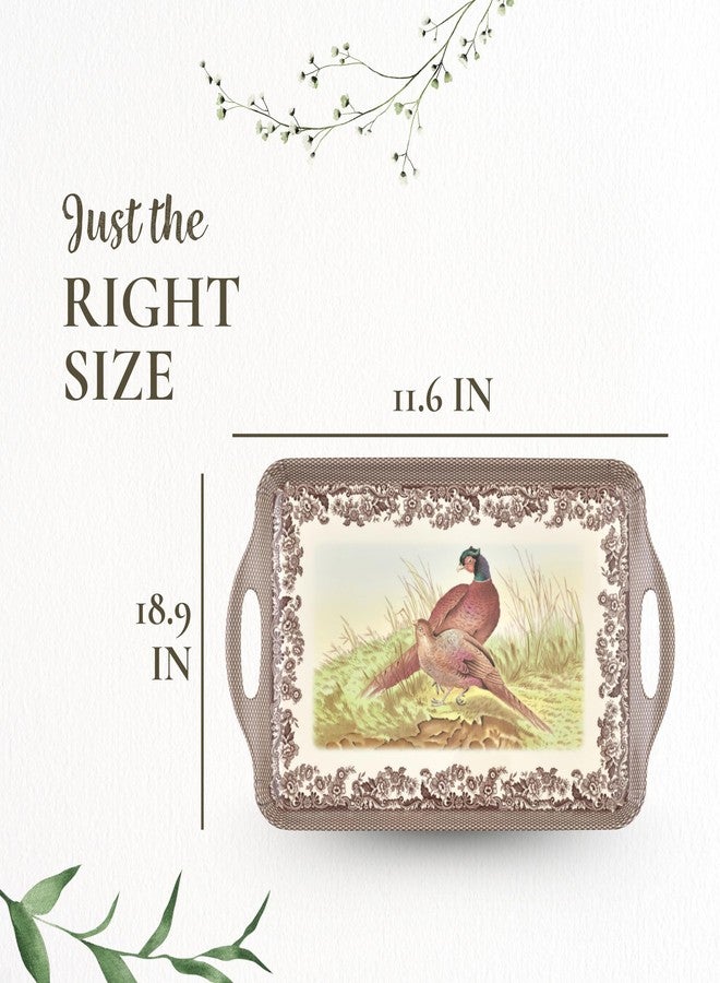 Pimpernel Spode Woodland Collection Large Handled Tray | Serving Tray for Lunch, Coffee, or Breakfast | Made of Melamine for Indoor and Outdoor use | Measures 18.9" x 11.6" | Dishwasher Safe - Image 3