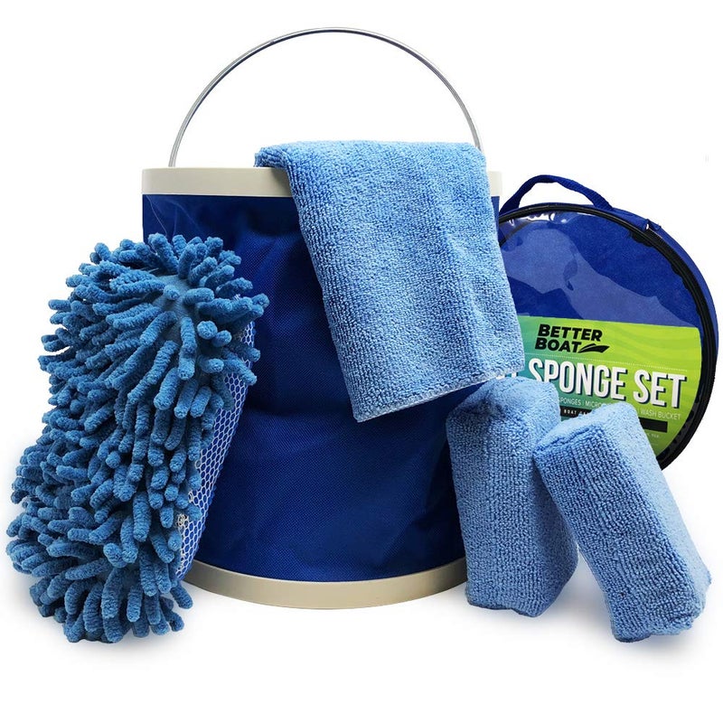 Better Boat Boat Cleaner and Car Wash Sponges, Non-Scratch Microfiber Sponge and Wash Cloths, Complete Cleaning Kit for Interior, Exterior, Seats, Fiberglass Boat Hull, and Car, Washing and Detailing Supplies - Image 1