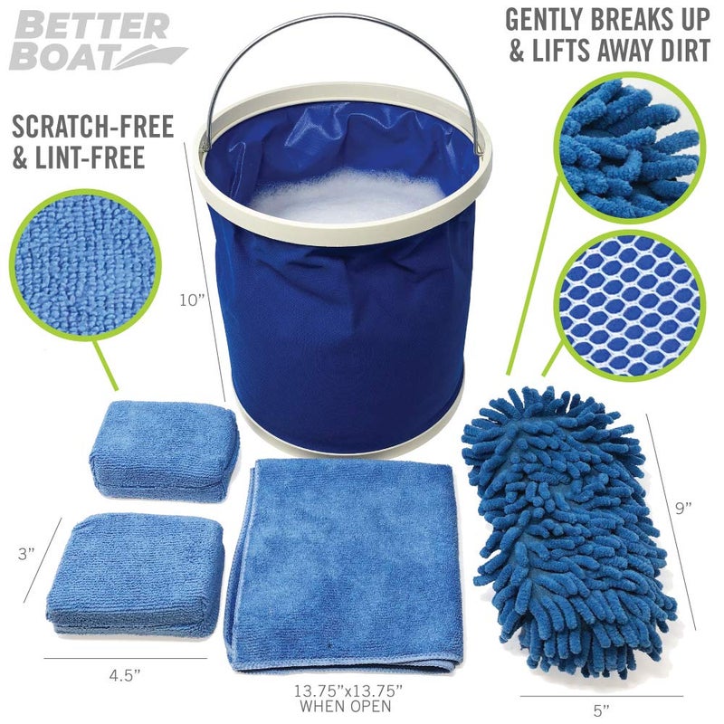 Better Boat Boat Cleaner and Car Wash Sponges, Non-Scratch Microfiber Sponge and Wash Cloths, Complete Cleaning Kit for Interior, Exterior, Seats, Fiberglass Boat Hull, and Car, Washing and Detailing Supplies - Image 2
