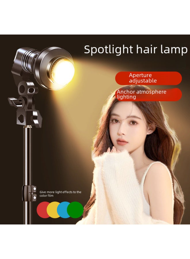 110V Divine Girl Hair Lamp E27 Screw Led Spotlight Background Atmosphere Focusing Live Light Spotlight-Light Source Color:RGB Atmosphere Hair Lamp Three-legged Background Light  - Image 2