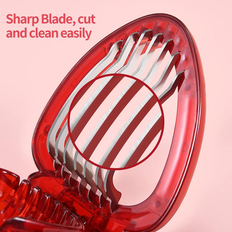 LIFVCNT 2PCS Strawberry Slicer, Fruit Cutter, DIY Kids Fruit Egg Slicer Kitchen Gadgets, Veggie Strawberry Slicer Tool with Stainless Steel Blade for Dessert and Cake Decorations - Image 2