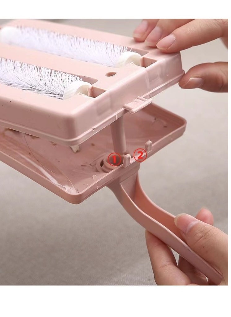 Laseta Portable hand twin roller type dusting brush, Cleaning Brush, carpet clean,pink color,for sofa,bed,blanket,carpet and pet hair remove etc.  - Image 3