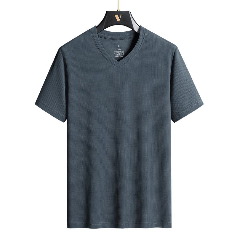 Wholesale Men's Collared Ice Silk Short-Sleeved Shirts Plus Fat Plus Size Fat Men's Summer Thin Loose Sports Chicken Heart Cross-Border - Image 4