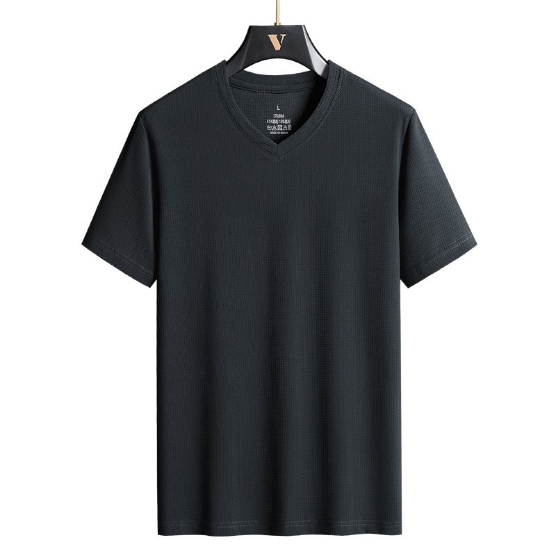 Wholesale Men's Collared Ice Silk Short-Sleeved Shirts Plus Fat Plus Size Fat Men's Summer Thin Loose Sports Chicken Heart Cross-Border - Image 3