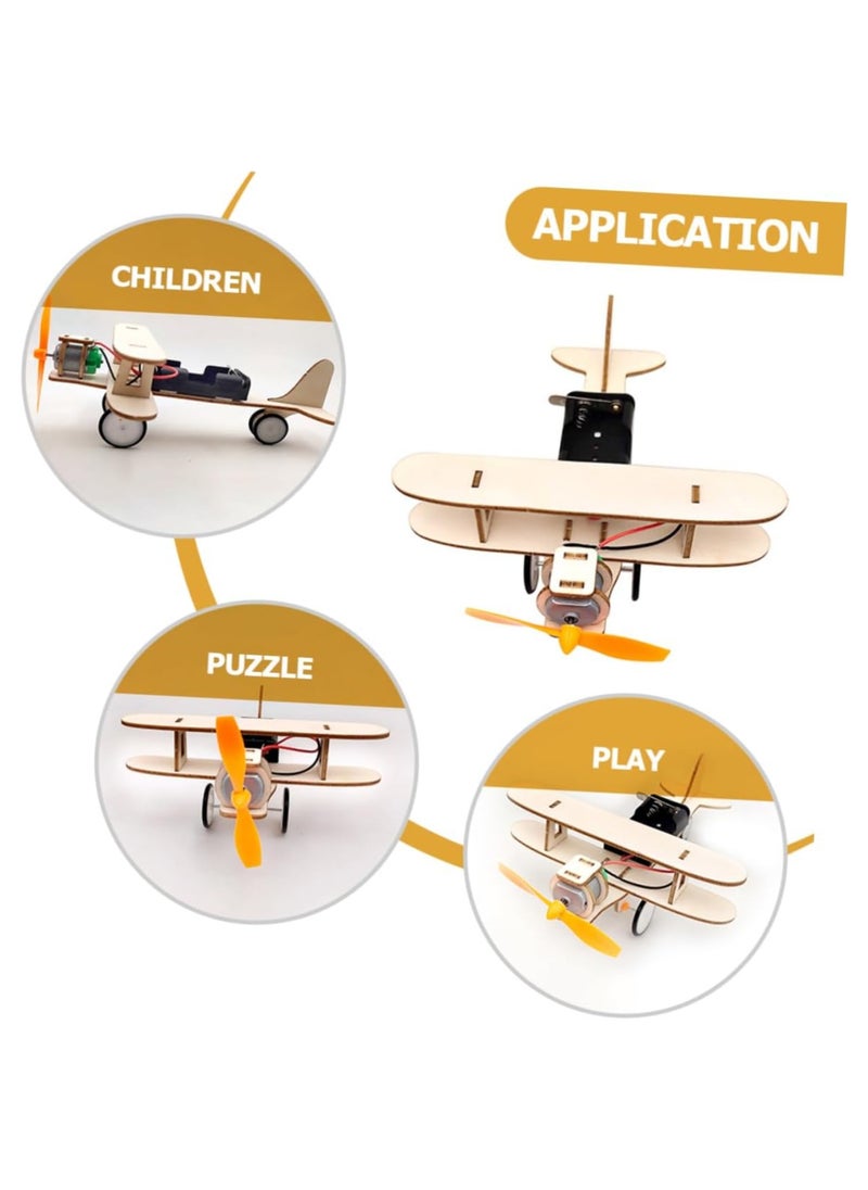 STEM 3D DIY Children Aircraft Wooden Assembled Kids Puzzles Toys Wood Craft Construction Model Kit Aircraft, Fun Educational Early Learning Toy for Boys and Girls  - Image 3