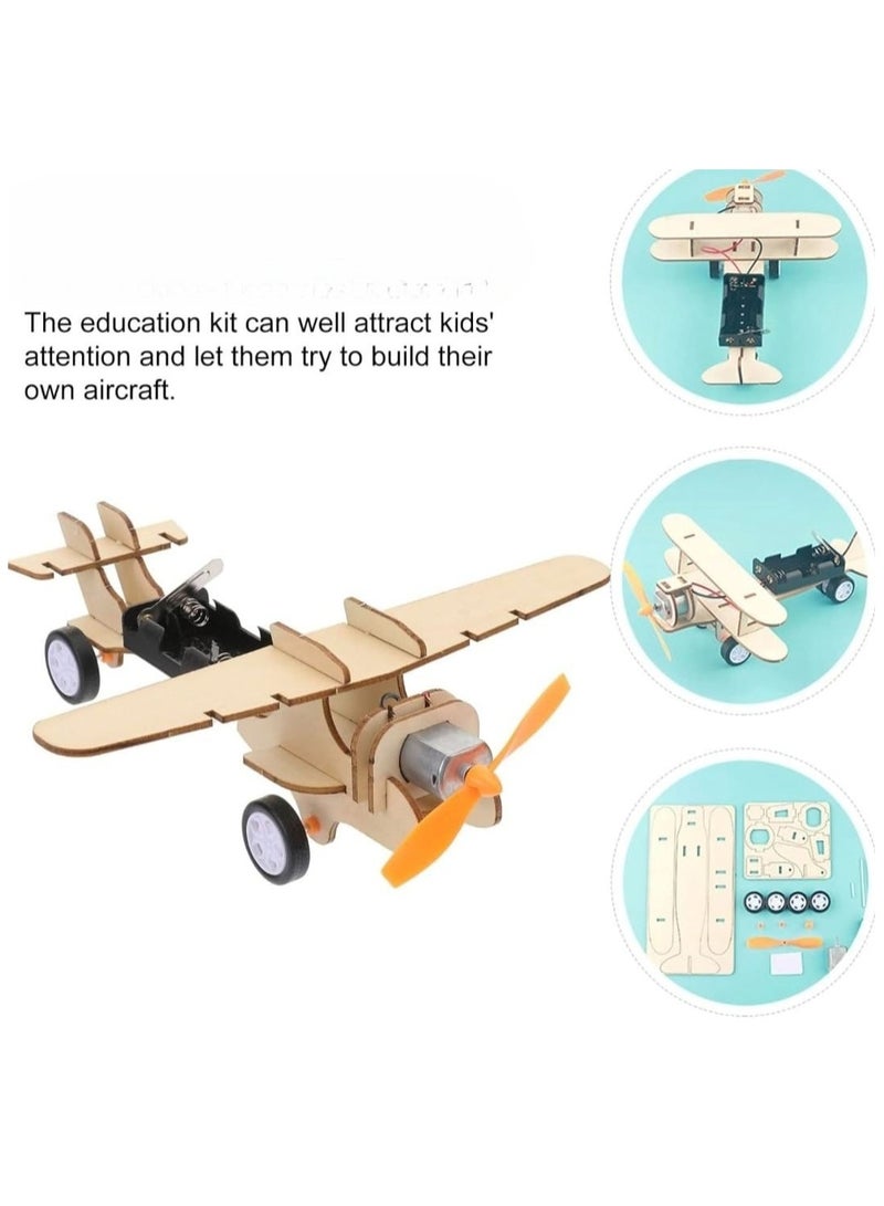 STEM 3D DIY Children Aircraft Wooden Assembled Kids Puzzles Toys Wood Craft Construction Model Kit Aircraft, Fun Educational Early Learning Toy for Boys and Girls - Image 2
