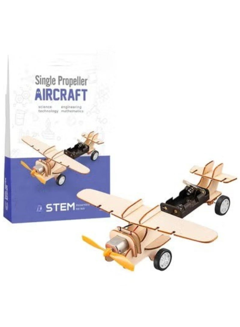 STEM 3D DIY Children Aircraft Wooden Assembled Kids Puzzles Toys Wood Craft Construction Model Kit Aircraft, Fun Educational Early Learning Toy for Boys and Girls - Image 1