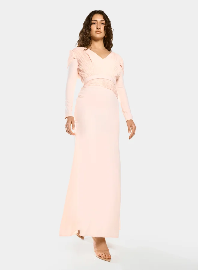 House of Moda Textured Flow Gown Maxi Dress
