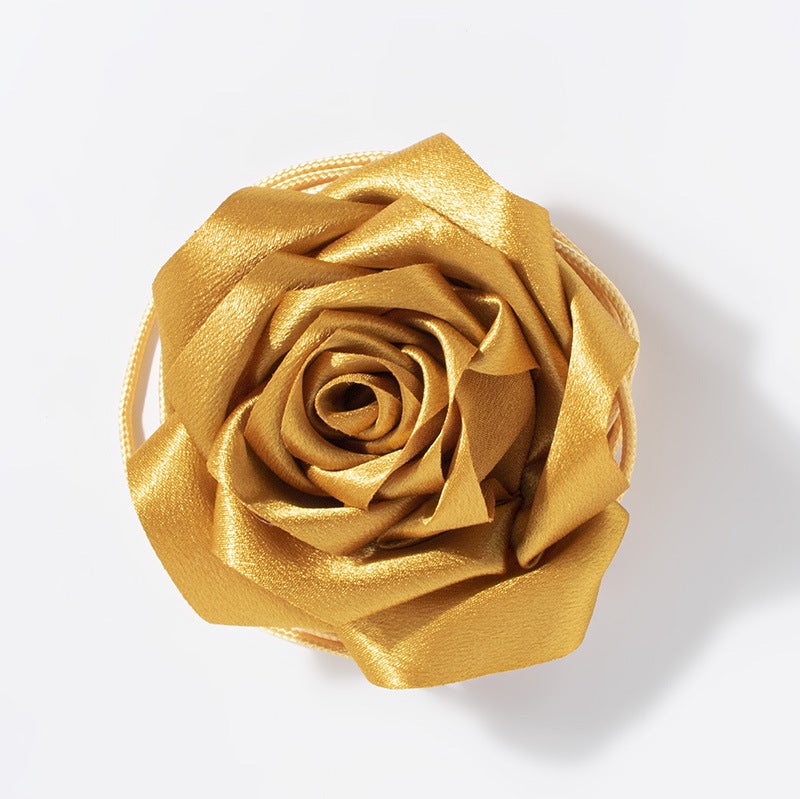 Womens Fashion Floral Bowknot Rose Necklace Belt WN-Yellow rose waist cord