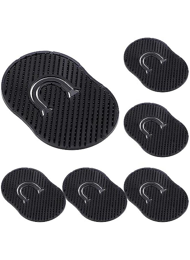 6 Pieces Portable Pocket Palm Beard Scalp Massage Hair Brush Comb Mini Finger Shampoo for Home Travel (Black) - Image 1