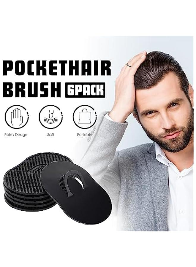 6 Pieces Portable Pocket Palm Beard Scalp Massage Hair Brush Comb Mini Finger Shampoo for Home Travel (Black) - Image 2