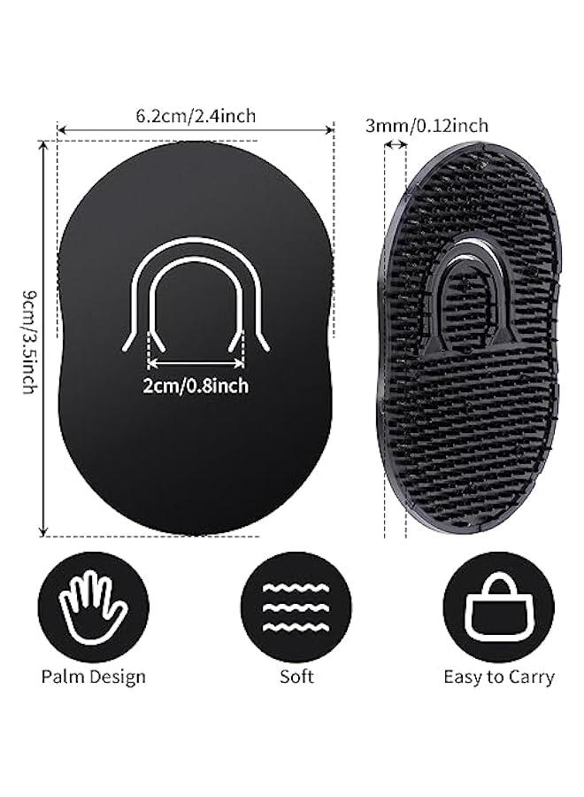 6 Pieces Portable Pocket Palm Beard Scalp Massage Hair Brush Comb Mini Finger Shampoo for Home Travel (Black) - Image 3