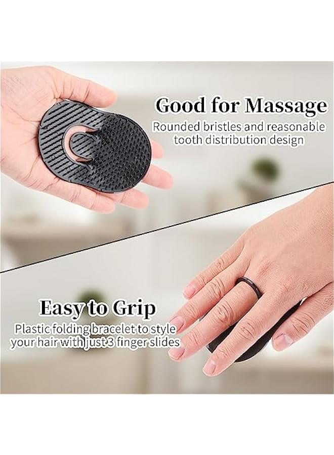 6 Pieces Portable Pocket Palm Beard Scalp Massage Hair Brush Comb Mini Finger Shampoo for Home Travel (Black) - Image 4