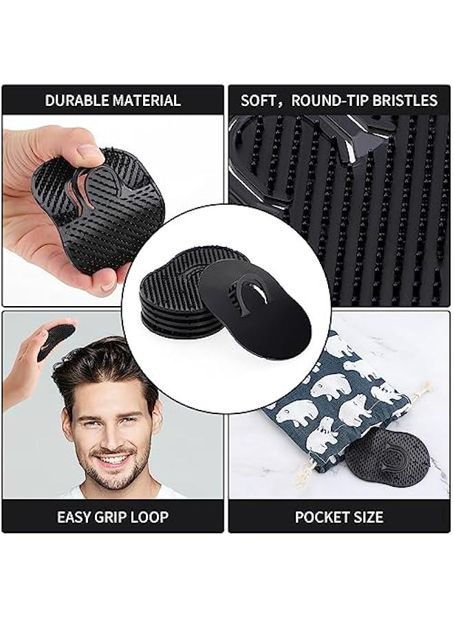6 Pieces Portable Pocket Palm Beard Scalp Massage Hair Brush Comb Mini Finger Shampoo for Home Travel (Black) - Image 5