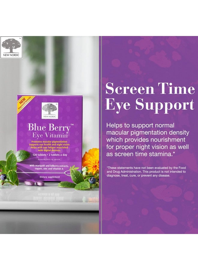 NEW NORDIC Blue Berry Eye Vitamin Lutein Supplement with Zinc, Supports Macular Pigmentation, Eye & Vision Function, 120 Tablets (Pack of 1) - Image 5