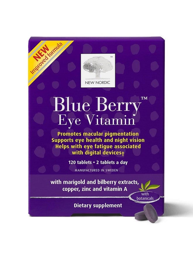 NEW NORDIC Blue Berry Eye Vitamin Lutein Supplement with Zinc, Supports Macular Pigmentation, Eye & Vision Function, 120 Tablets (Pack of 1) - Image 1