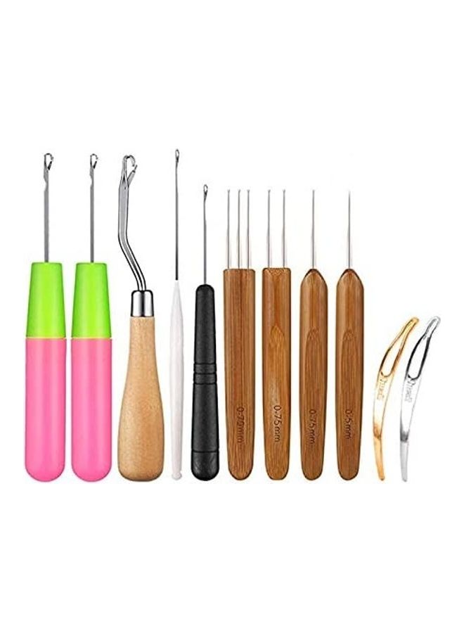 NIBEMINENT 11-Piece Dreadlock Crochet Hook Tool Set Multicolour - Image 1