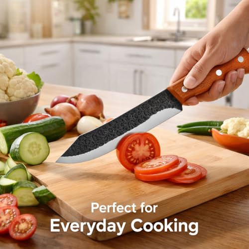 Machado Heavy Duty Cleaver Knife | Forged Stainless Steel Butcher Knife with Wooden Handle | Hammered Blade for Meat Cutting, Chopping & Outdoor BBQ | Professional Chef & Home Use - Image 3