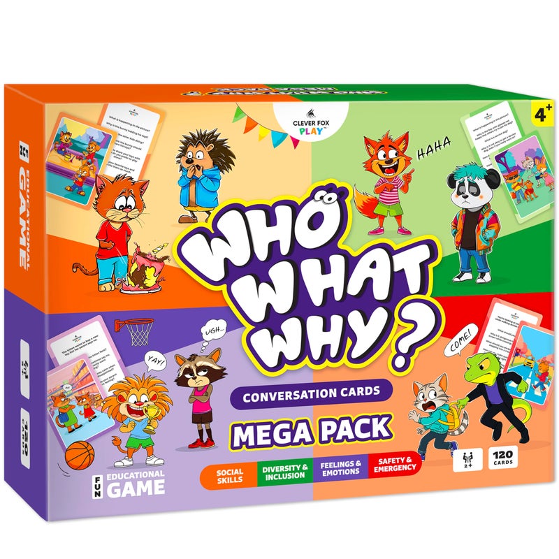 Clever Fox Play Who What Why Mega Pack Conversation Cards for Kids Conseling Speech Therapy Materials with 120 Picture Cards Wh Questions Speech Delay Learning Game Therapeutic Counselors Play Tool Ages 4 - Image 3