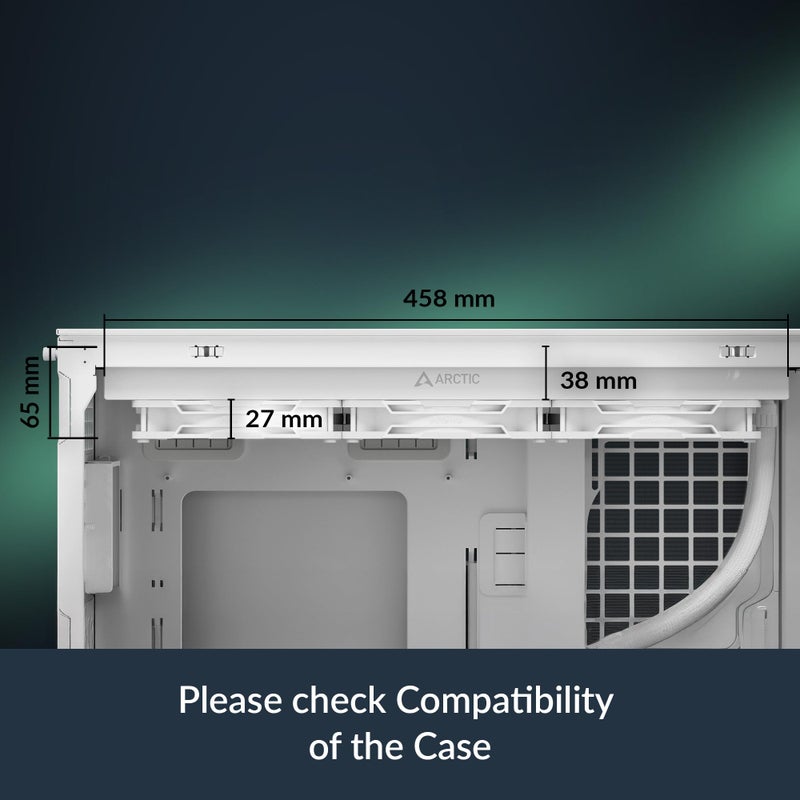 ARCTIC Liquid Freezer III Pro 420 A-RGB - AIO CPU Cooler, 3 x 140 mm Water Cooling, 38 mm Radiator, PWM Pump, VRM Fan, AMD AM5/AM4, Intel LGA1851/1700 Contact Frame - White - Image 2