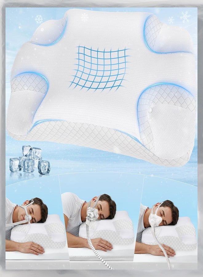 IKSTAR Deep Sleep CPAP Pillow for Side Sleeping for All CPAP Masks Users to Reduce Air Leaks & Masks Pressure: Neck Support Pillows for Neck Pain Relief - Cooling Memory Foam Pillow Side Back Stomach Sleeper - Image 1