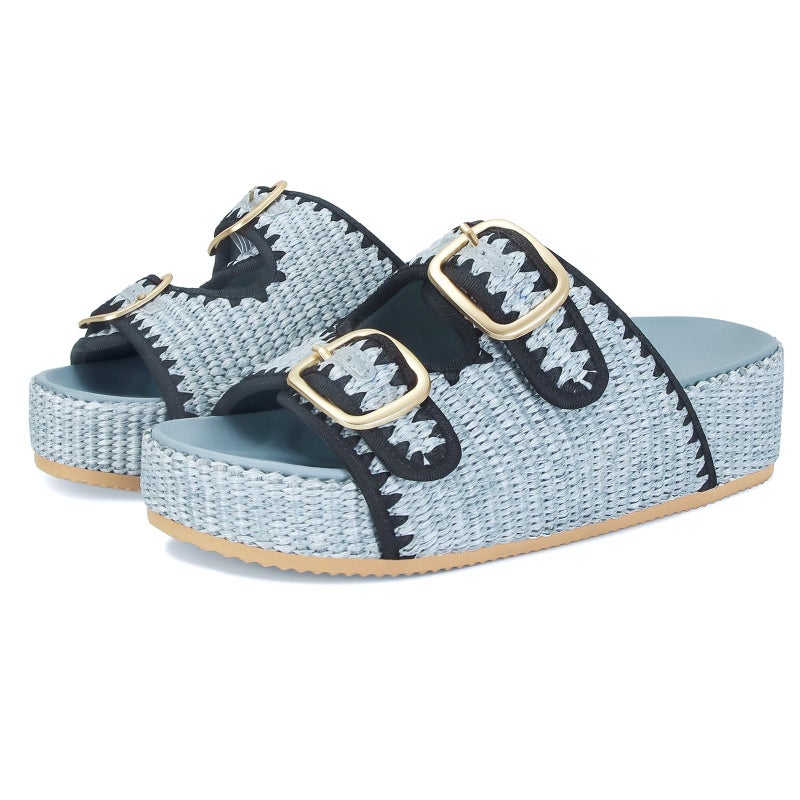 MICIFA Raffia Platform Sandals for Women, Wedges Summer Beach Sandals Comfortable Cute Woven Straw Crochet Sandals Shoes Casual Adjustable Buckle Strap Shoes - Image 1