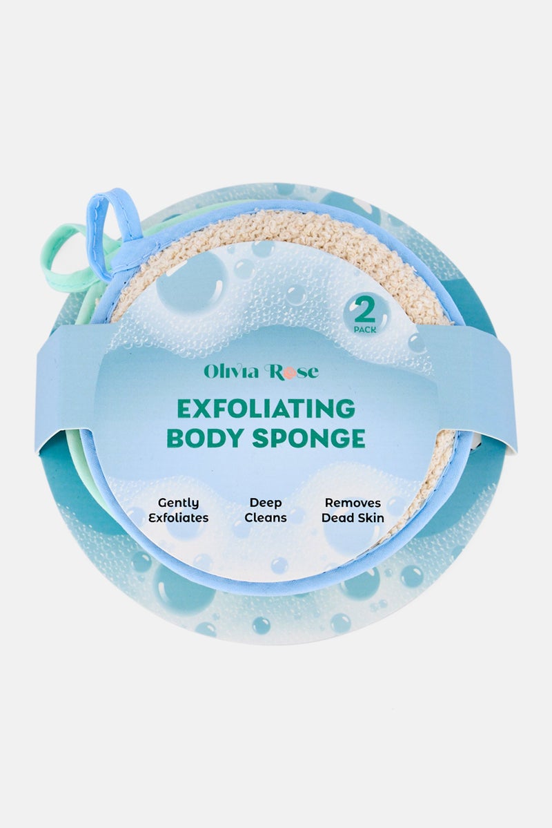 Olivia Rose Textured 2 Pieces Exfoliating Body Sponge, Off White - Image 1