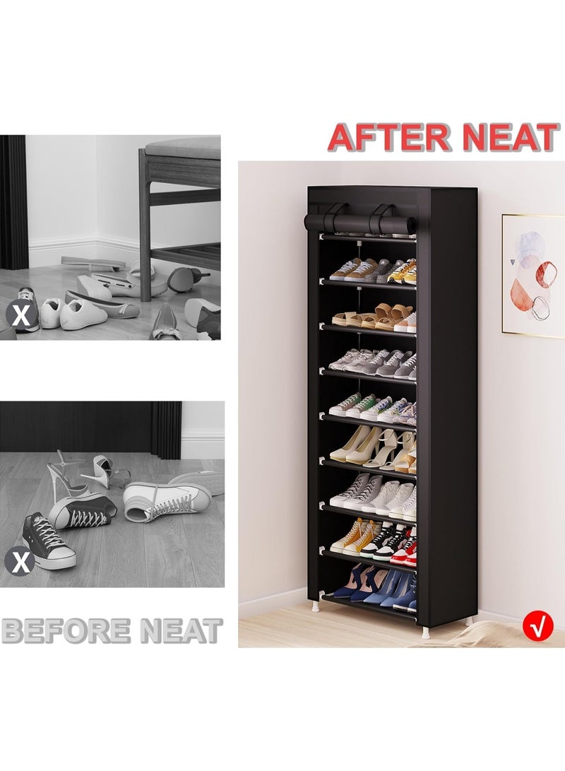 Generic Multi-Layer Shoe Rack with Dustproof Fabric Cover – 10-Tier Storage Organizer for 30+ Pairs – Sturdy & Space-Saving Shoe Cabinet for Entryway, Bedroom, or Closet – (Multicolor) - Image 5