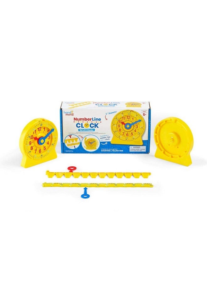 hand2mind hand2mind NumberLine Clock, Telling Time Teaching Clock, Learn to Tell Time Clock, Analog Classroom Learning Clock, Teaching Time Math Manipulatives, Clocks for Kids Learning to Tell Time (Set of 6) - Image 1