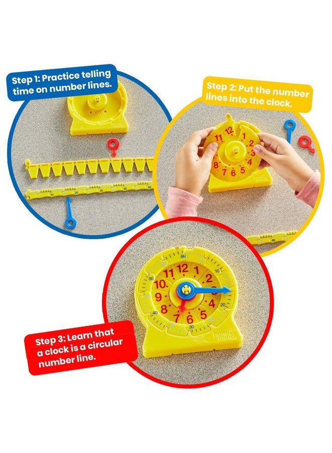 hand2mind hand2mind NumberLine Clock, Telling Time Teaching Clock, Learn to Tell Time Clock, Analog Classroom Learning Clock, Teaching Time Math Manipulatives, Clocks for Kids Learning to Tell Time (Set of 6) - Image 3
