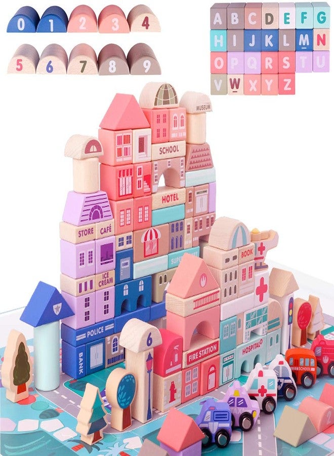 CICITOYWO Wooden Building Blocks Set Wood Kids Construction Stacker Stacking Preschool Learning Educational Preschool Toys Kit for Toddler 3+ Year Old Boy and Girl Gifts - Image 1