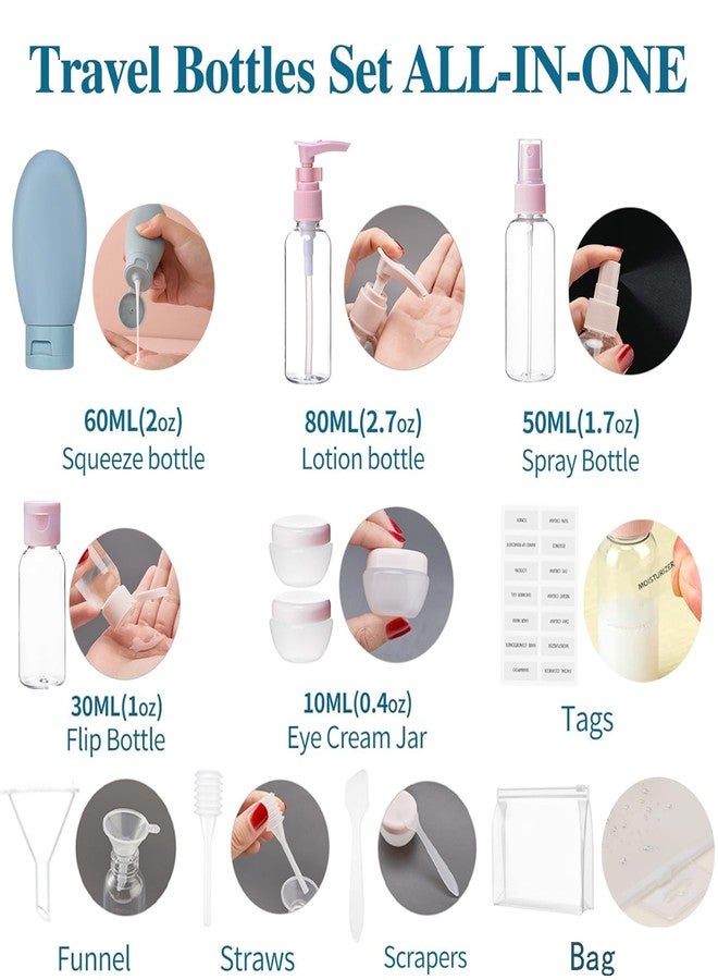 Maggidea Travel Bottle Set, 11PCS Travel Bottles for Toiletries, Leak Proof Refillable Squeezable, Empty Containers with Bag for Toiletries, Cosmetic, Shampoo, Conditioner, Lotion, 12pcs - Nordic Style, Travel - Image 3