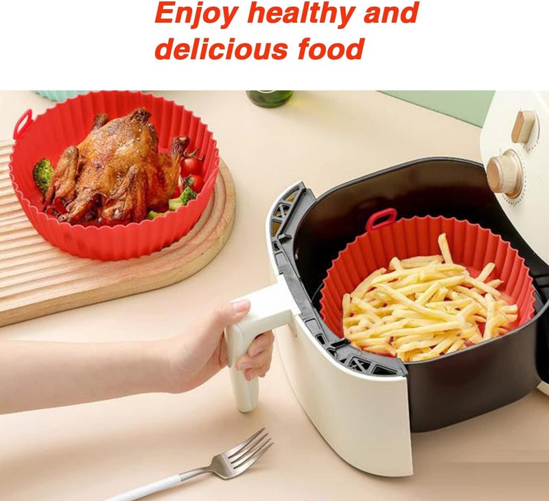 Konquer TimeS Silicone Air Fryer Liners,Replaces Flammable Parchment Paper, Air Fryer Silicone Basket Non-Stick Safe & Easy to Clean,Reusable.(Top: 8inch, Bottom: 6.75inch) Multicolor (8 inch, 1) - Image 2